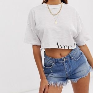 Avec Les Filles Logo Cutoff Crewneck t shirt